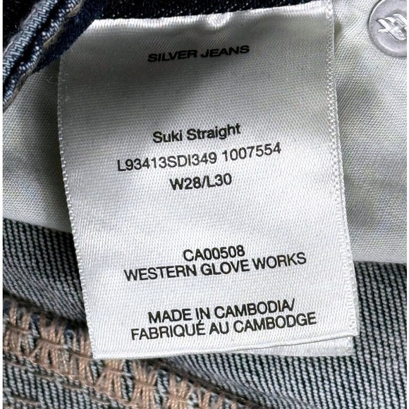 Silver Jeans Co Suki Straight Leg Dark Wash Thick Stitch Denim Jeans W28 L30 - Picture 5 of 9